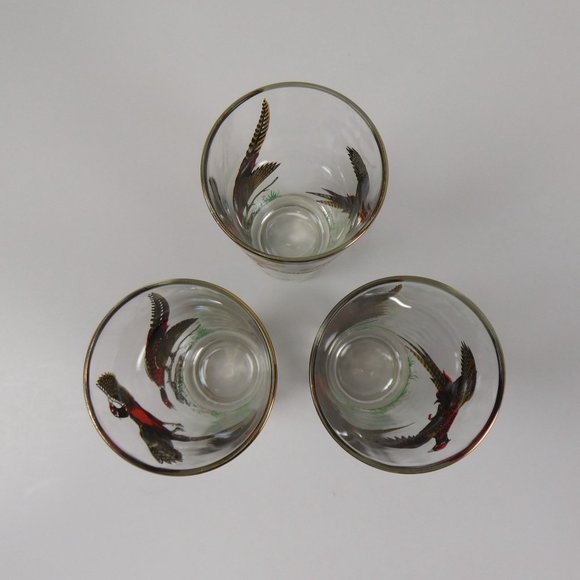Lot Of 3 Vintage Hazel Atlas Glass 10oz. Tumbler Flying Pheasants - Picture 6 of 7